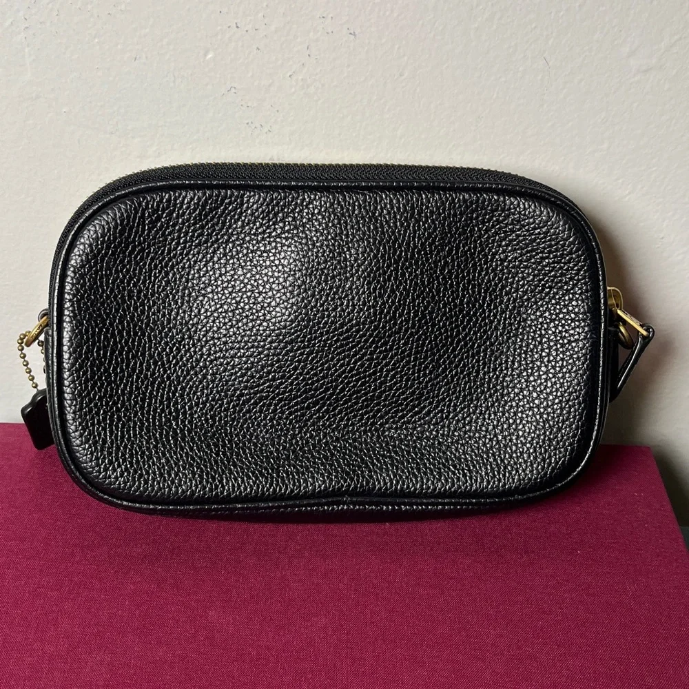 COACH Sadie Border BRDR Rivet Clutch Black Pebble Leather Crossbody *No Strap* - Picture 15 of 15